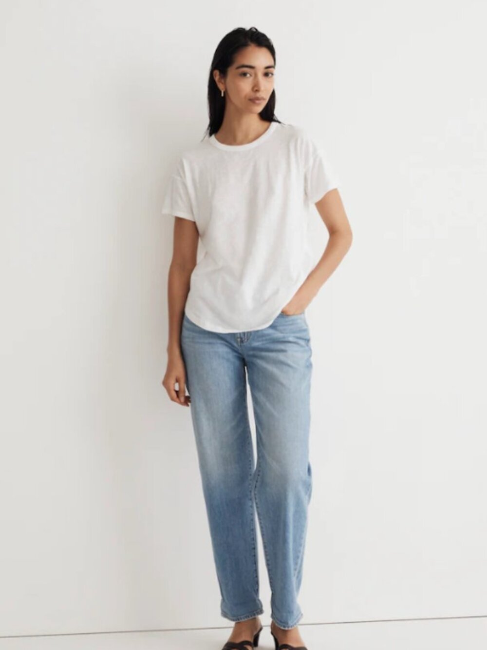 Madewell Crewneck Tee Women S 100% Cotton Black Basic Essential